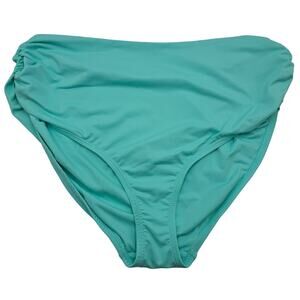 Anne Cole Womans size L Convertible High Waist Shirred Bikini Bottom Green NEW
